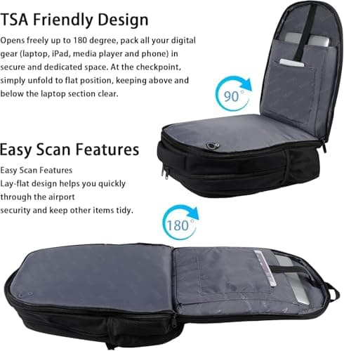 MATEIN Large Travel Backpack Fit 17.3 Inch Laptop School Rucksack, Black — view 2