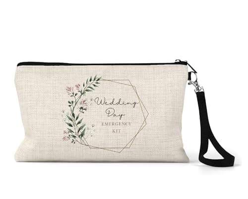 UNIQUEPGIFTS Wedding Day Emergency Kit, Bride Makeup Bag Cosmetic Pouch