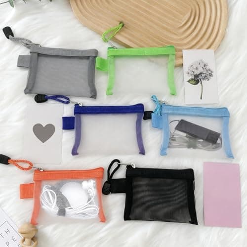 Small Pouch, Portable Travel Nylon Mesh Pouch with Zipper, 6 Pcs — view 6