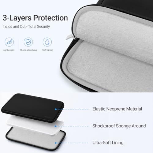 MOSISO 13.3 inch Laptop Case Neoprene Sleeve with Small Bag,Black — view 4