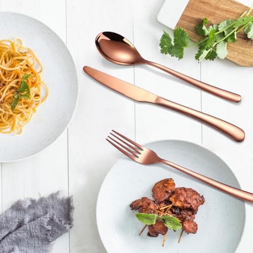 MURRI&MURRDI Stainless Steel Cutlery Set for 1, Reusable Flatware Set with Case, Cutlery Set for Work Stainless Steel Knife Fork Spoon Set 3 Piece (3 Rose Gold) — view 5