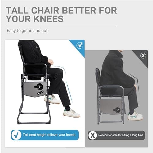 EVER ADVANCED 76CM Seat Height Tall Folding Camping Directors Chair — view 4