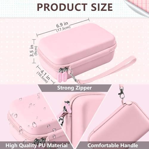 Leayjeen Kids' Instant Camera Case, Compatible with HiMont/Manttely/CAMCLID/GREENKINDER/Gofunly/Hangrui Brands, Includes Hand Strap and Shoulder Strap (Case Only) Pink — view 2