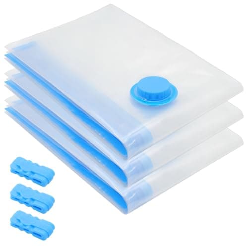 3 Pcs Space Saver Bags Vacuum Storage Bags Small Compression Zipper Storage Bags Vacuum Pack Bags for Clothes, Vacuum Bags for Clothes Travel Home, with Airtight Valve, 70 x 50 cm