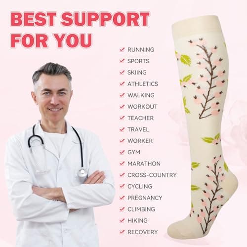 Compression Socks for Women & Men 6 Pairs 20-30 mmHg Travel Flight Socks — view 4