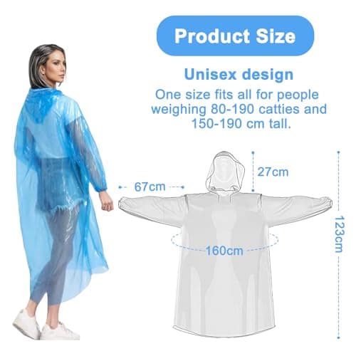 flintronic 6 Pack Waterproof Rain Ponchos Adult, Portable Clear Raincoats for Women and Men, Emergency Raincoats Adult with Hood for Outdoor Concert, Camping, Hiking — view 2