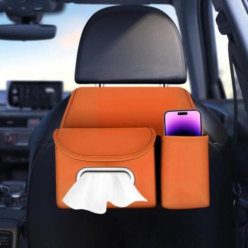 Back Seat Organizer with Tissue Box Cup Holder PU Leather — view 3
