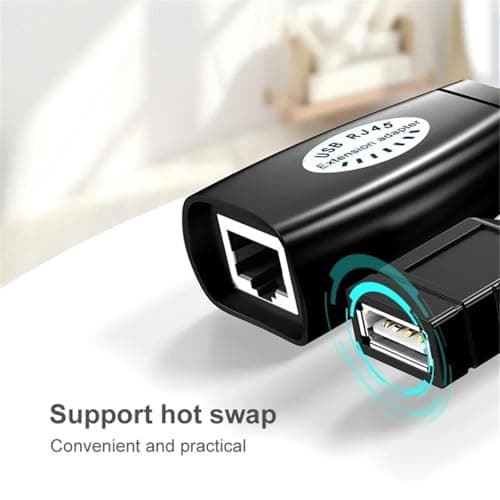 USB Ethernet Adapter Extender | USB 2.0 Male to Female RJ45 Network Converter | 150ft Range Over Cat5/5e/6 Cable | Plug & Play No Power Needed | Compatible with Mouse, Keyboard Printer Scanner Webcam — view 6