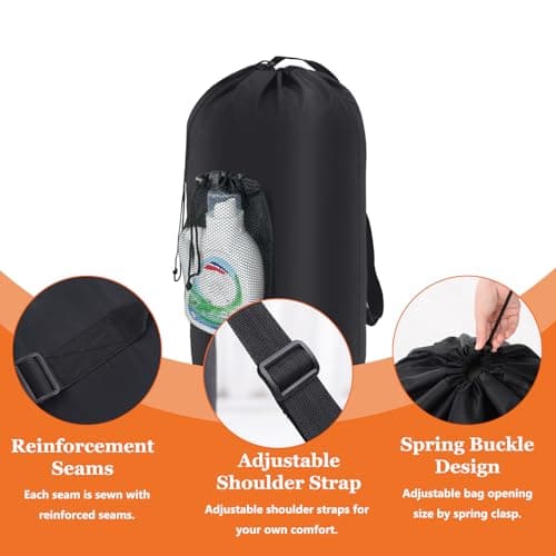 IHOMAGIC Travel Laundry Bag with Pocket, 95L Foldable Laundry Basket, Hanging Laundry Hamper with Shoulder Straps, Sturdy Travel Backpack, Large Storage Bag for Camping, Dorm, Apartment, Black — view 5