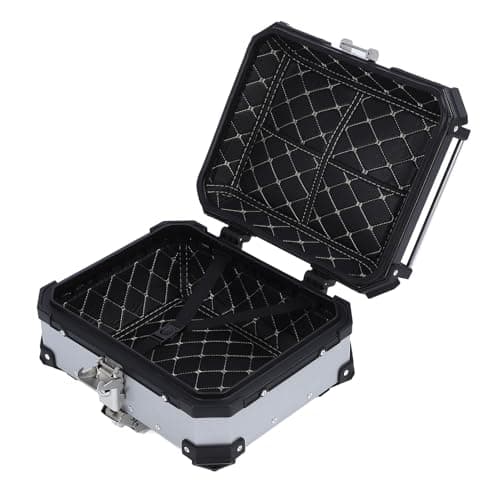 Brrnoo Motorcycle Tail Bag, Motorcycle Luggage Box with Removable Base and Liner Tail Box Top Case 28L Large Capacity Shockproof Replacement (Silver) — view 3