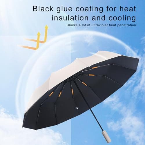 MPXEAVG Umbrella Windproof Strong, 60 Ribs Automatic Umbrella, Auto Open Close, for Women Men (Beige) — view 5
