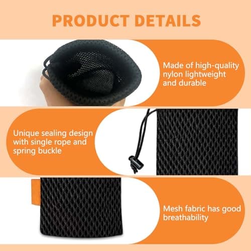 3PCS Storage Bag Drawstring Carrying Case Cover Holder, Drawstring Mesh Bag 18.5 x 9 cm, Portable Mesh Pouch for Power Bank Phone Cable Organiser, Power Bank Case Travel Accessories Holder Black — view 3