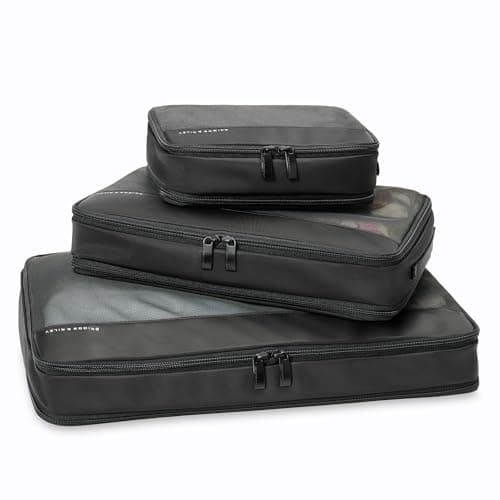 Briggs & Riley Compression Packing Cube Set for Women & Men - Bag Organiser for Hold Suitcase & Cabin Luggage, Pack Accessories for Vacation - 3-Piece, Black
