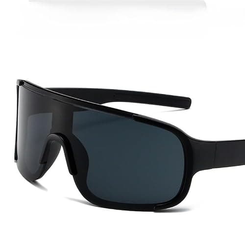 Motorcycle Bicycle Ski Sunglasses, 4K HD Polarised Sports Goggles for Men Women, UV400 Protection Anti Fog Anti Scratch, Oversized Frame Cycling Glasses for Motorcycle Bike (Black, gray frame) — view 3