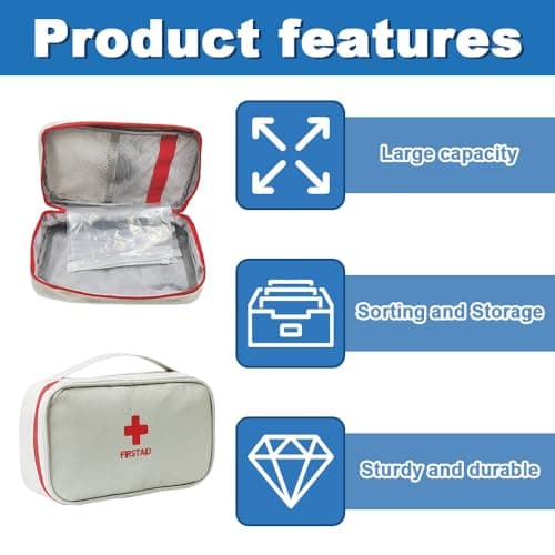 XINGSUI 1 Pcs Empty First Aid Bag, Travel Medicine Bag, for Home, Office — view 3