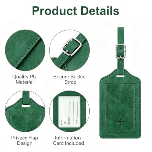 2Pcs PU Leather Luggage Tags with Privacy Flap — view 3