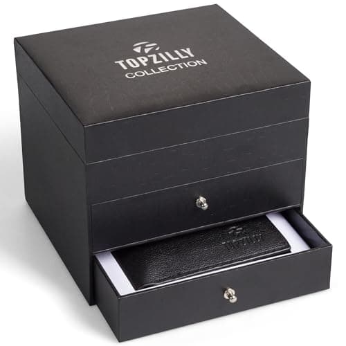Topzilly Premium Mens Gift Set: Watch, Bracelet, Keychain, Leather Wallet & Belt - Birthday Gifts for Him, Christmas Gifts for Men, Mens Wallets, Gift Ideas, Hampers for Men — view 4