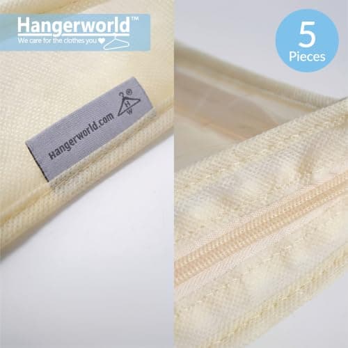 HANGERWORLD Pack of 5 Cream Breathable Cashmere Jumper Clothing Storage Pouch Bag with Clear Front — view 6