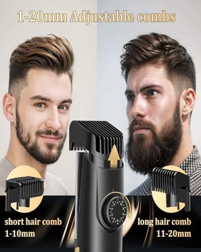 Vaccum Beard Trimmer for Men USB-C Rechargeable,Mustache Trimmer w/ 2 Combs — view 3