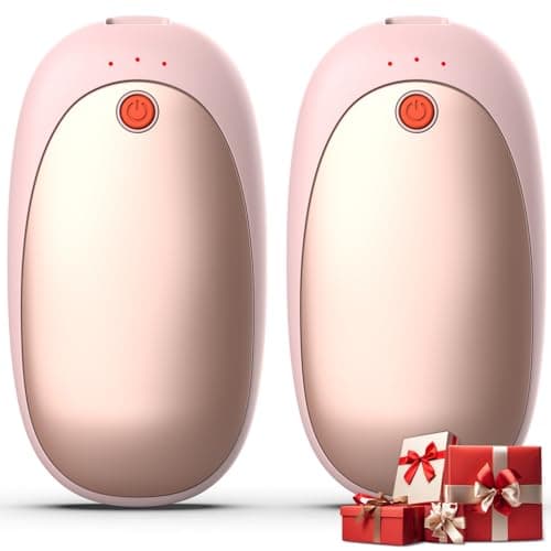 Mezeic Rechargeable Hand Warmers 2 Pack, 6000mAh Electric Hand Warmer Pocket Magnetic Heater Christmas Winter Warm Gifts for Outdoor Golf Hiking Camping, Gloves Fitting, Travel Essentials - Pink