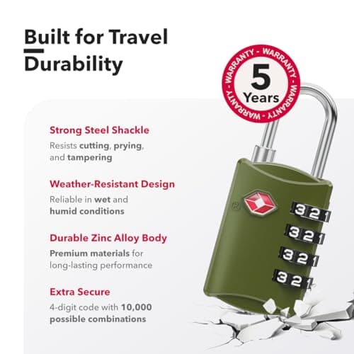 NovLock Suitcase Padlocks, TSA Approved Luggage Locks, Travel Padlocks — view 6