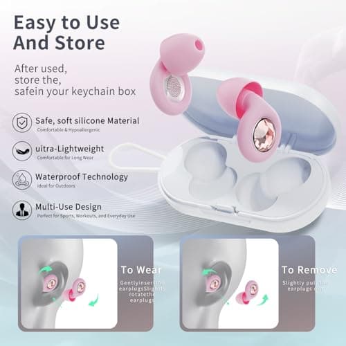 Rayhontech Noise Reduction Sleep Earplugs – 32dB Reusable Soft Silicone, Ultra‑Comfortable with 4 Sizes of Ear Tips, Ideal for Studying, Office, Travel – Bright Red — view 4