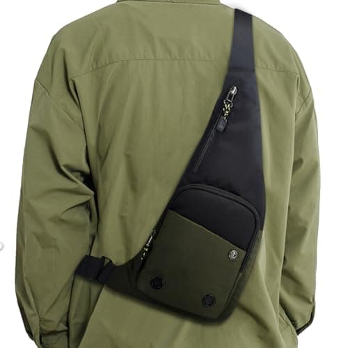 Peicees Sling Bag For Men Women Crossbody Bag Man Purse Anti Theft Slim Bag Small Chest Bag Over Shoulder For Travel Hiking