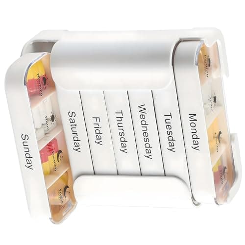 Compact Travel Tablet Container with 28 Divisions, White — view 4