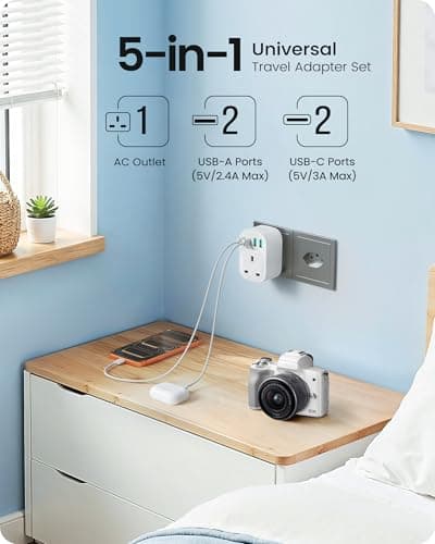 LENCENT 5-in-1 Travel Plug Adapter Brazil, Type N Adapter for Brazil Socket — view 3