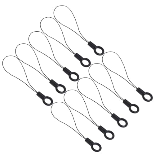 Black Plastic Lanyard Keychain Straps, 10 Pack for Phone Keys ID