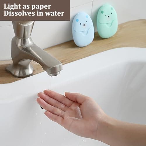 WOLMIK 2 Boxes (100 Pcs) Travel Soap Sheets Portable Soap Flakes Box Backpacking Essentials Disposable Travel Wash Hand Foaming Soap On The Go Camping Accessories Hiking Cleaning Products — view 3