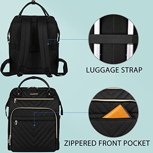 VANKEAN Laptop Backpack Women, 17.3" Computer Backpacks College Work Black — view 3