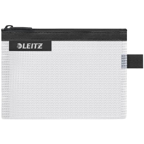 Leitz Wow Travel Pouch, Water Resistant, Translucent, Ideal for Visible Storage and Organisation, Small (A6) - Black