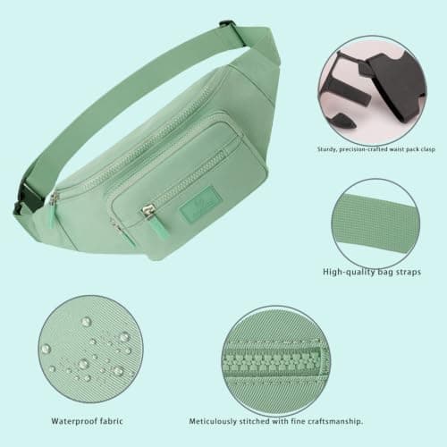 Bumbags for Ladies Bum Bag Fanny Pack Men Women Waist Pack Lightweight Adjustable for Running Walking Hiking Jogging (Green) — view 5