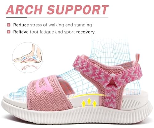 KuaiLu Womens Orthopedic Recovery Walking Arch Support Sandals Pink 6 — view 3