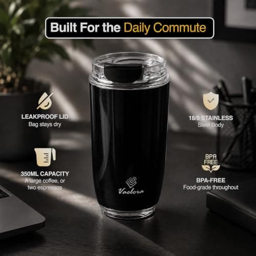 VAELORA Coffee Cup, Vacuum Insulated Stainless Steel Thermal Flask 350ml — view 6