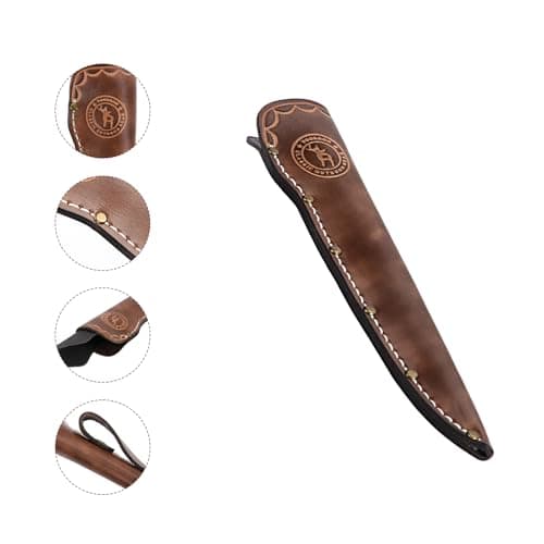 TOURBON Genuine Leather Boning Knife Sheath for Belt Bushcraft Camping Hunting Straight Knife Holster — view 5