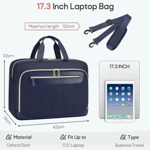 RAINSMORE 17.3 Inch Laptop Bag for Women Water Resistant Briefcase — view 4
