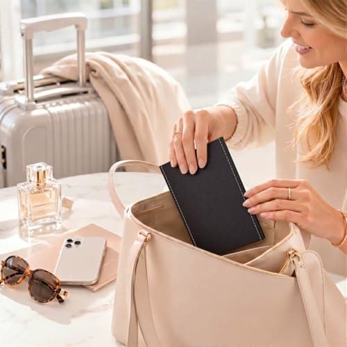 OWLKELA 21x15cm Portable Folding Mirror, PU Leather, Black HD — view 6