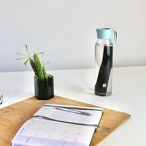 BU Products Glass Water Bottle, 700ml, Mint or Blush, Leak Proof, Antibacterial, BPA Free, Bamboo Charcoal Filter Compatible, for Travel and Everyday Use (Mint Green) — view 6