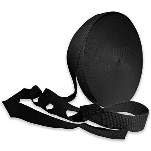 Habercrafts Heavy Duty Webbing Belt Strap Upholstery Webbing Cotton Blend 1 Inch for Bag Straps Rucksack Backpacks Luggage Bag Strap Cargo Strapping Belts (Black - 25mm - 3 Meters), CW_2_25MM_3M