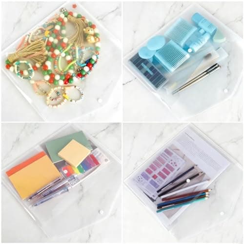 X-YSUNEAS Plastic Wallets A4 10 Pack Document File Folders with Label Pocket and Button Closure for Home Office School Office Supplies Storage（White） — view 6