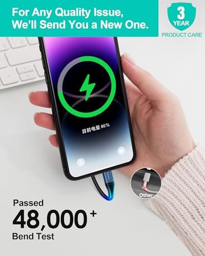COOLSELL Silicone Short USB C Cable, 3A Fast Charging Type-C Charger Cable — view 5