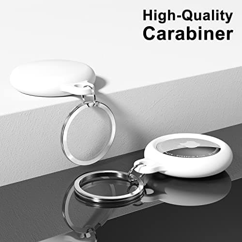 oakxco for Airtag Keychain Silicone, Airtag Holder with Key Ring, Air Tag Cover Cute Accessories for Kids, Luggage, Car Dog Collar, Car, Compatible with Apple Airtag Case Waterproof Tracker, White — view 4