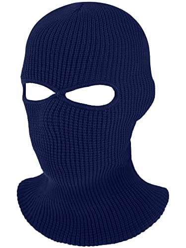 Geyoga 2 Hole Knitted Ski Mask Full Face Cover Warm Balaclava Knitted Winter Face Mask for Outdoor Sports(Navy Blue,Adult Size)