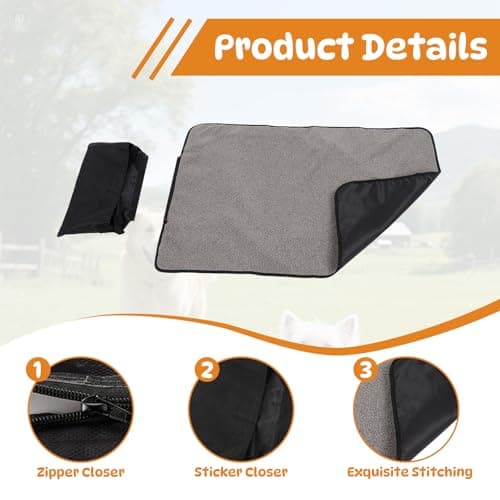 Portable Pet Blanket, 100x70cm Foldable Waterproof Dog Travel Mat Reversible Floor Plush Mat Machine Washable Large Dog Mats Anti-Slip Bottom and Storage Bag for Dog Cat Indoor Outdoor Camping — view 4