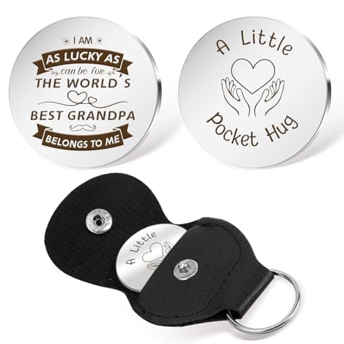 Yeeaulpa Grandpa Gift Fathers Day Pocket Hug Gifts for Grandpa Best Grandad Birthday Presents Grandparent Presents from Grandchildren Valentines Father's Day Keychain Easter Halloween Christmas