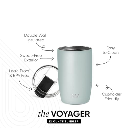 Simple Modern Travel Coffee Mug Tumbler with Flip Lid | Insulated Stainless Steel Iced Coffee Cup | Gifts for Women & Men | Voyager Collection | 350ml | Sea Glass Sage — view 2