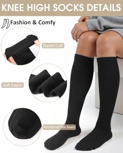 4 Pairs Ladies Knee High Socks Womens 4-7 Autumn Long Cotton Welly Gifts — view 2