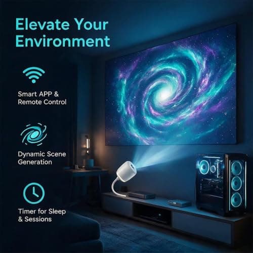 Comauo Night Light Projector, HD Smart Dynamic 5d Holographic Night Light Projector, 360°Adjustable Ocean & Galaxy Projector Ultra-HD Sphere Tech for Car, Bedroom, Party (set3) — view 4